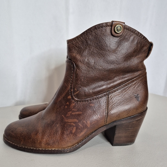 Frye Women's Jolene Pull-On Short Boots in Brown Vintage Leather - Size 7 - Picture 4 of 16